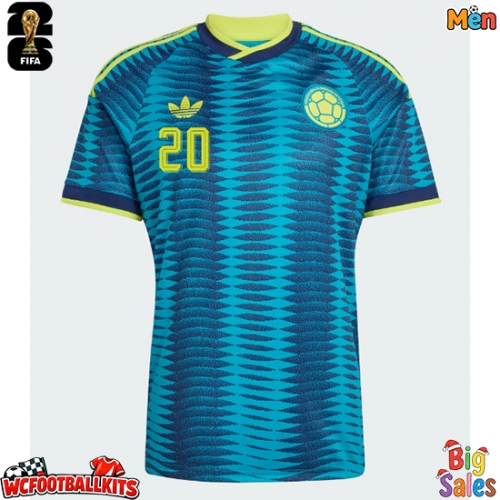 Colombia Juan Fernando Quintero #20 Replica Away Stadium Shirt World Cup 2026 Short Sleeve